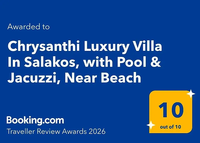 Chrysanthi Luxury In Salakos, With Pool & Jacuzzi, Near * Sálakos